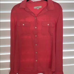 Loft dressy coral peachy blouse size small